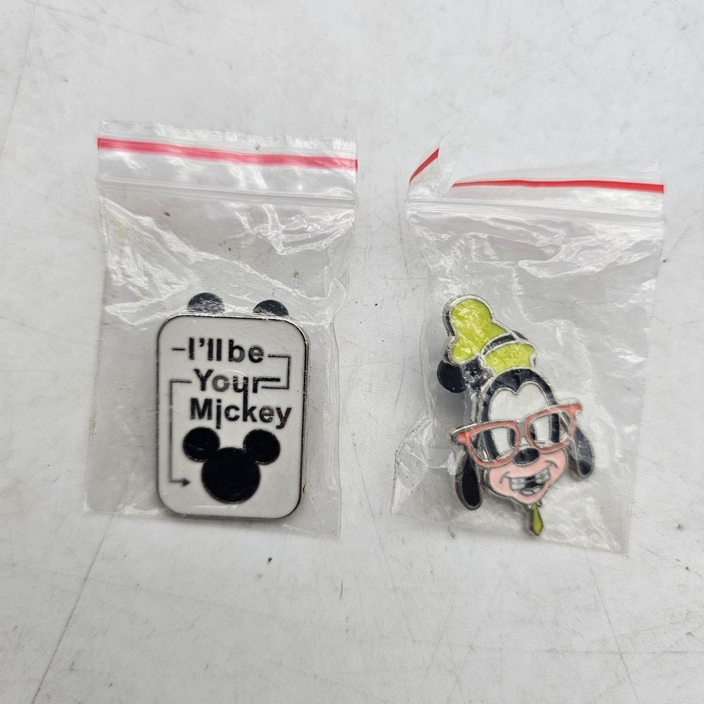 Disney Mickey Mouse Goofy Enamel Pin Lot I'll Be Your Mickey Sunglasses 2 Pins
